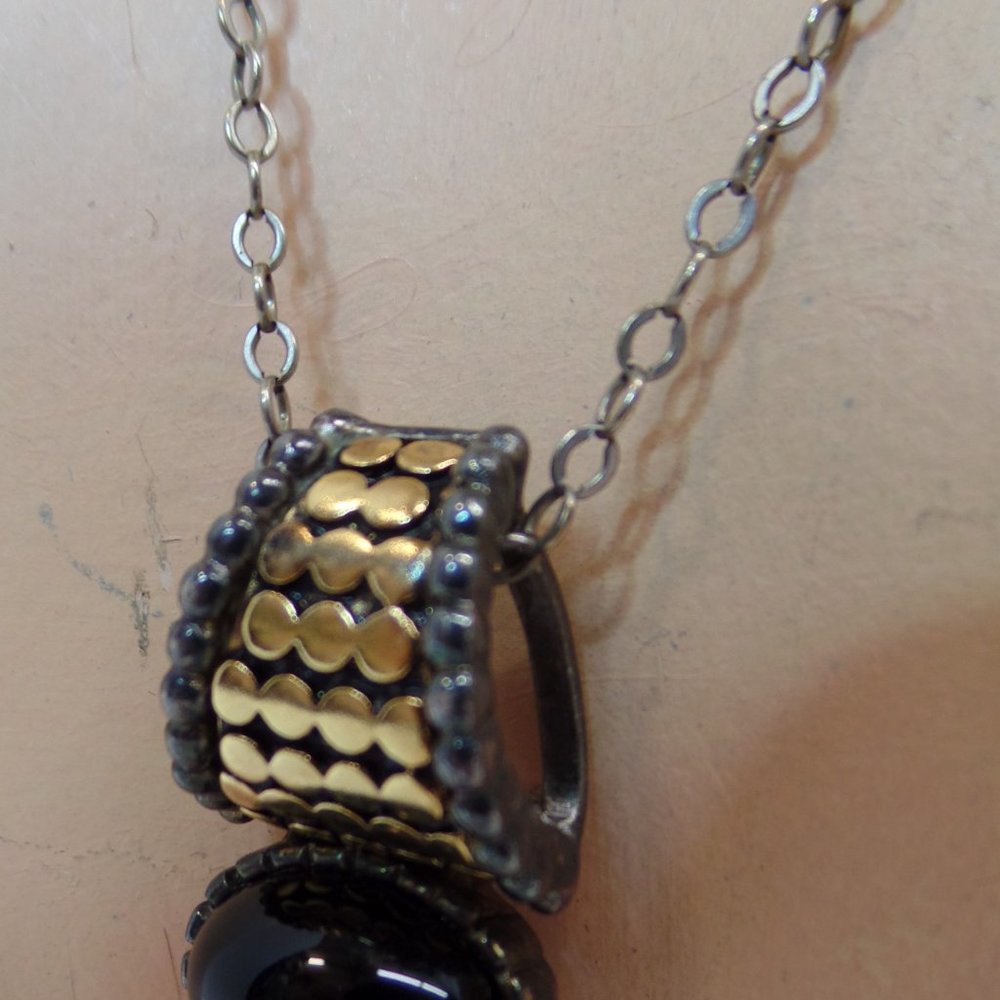 VINTAGE PREMIER DESIGNS *MIRA* SILVER & GOLD-PLATED NECKLACE EXTENDER/SLIDE 22" - Picture 2 of 15